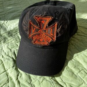 Black Cap with Orange Embroidery